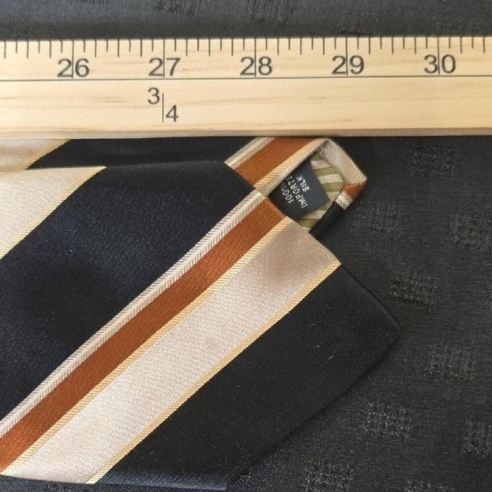 Joe‎ by Joseph Abboud Silk Tie Navy Brown Stripe Made in USA 3.5" - Picture 8 of 8